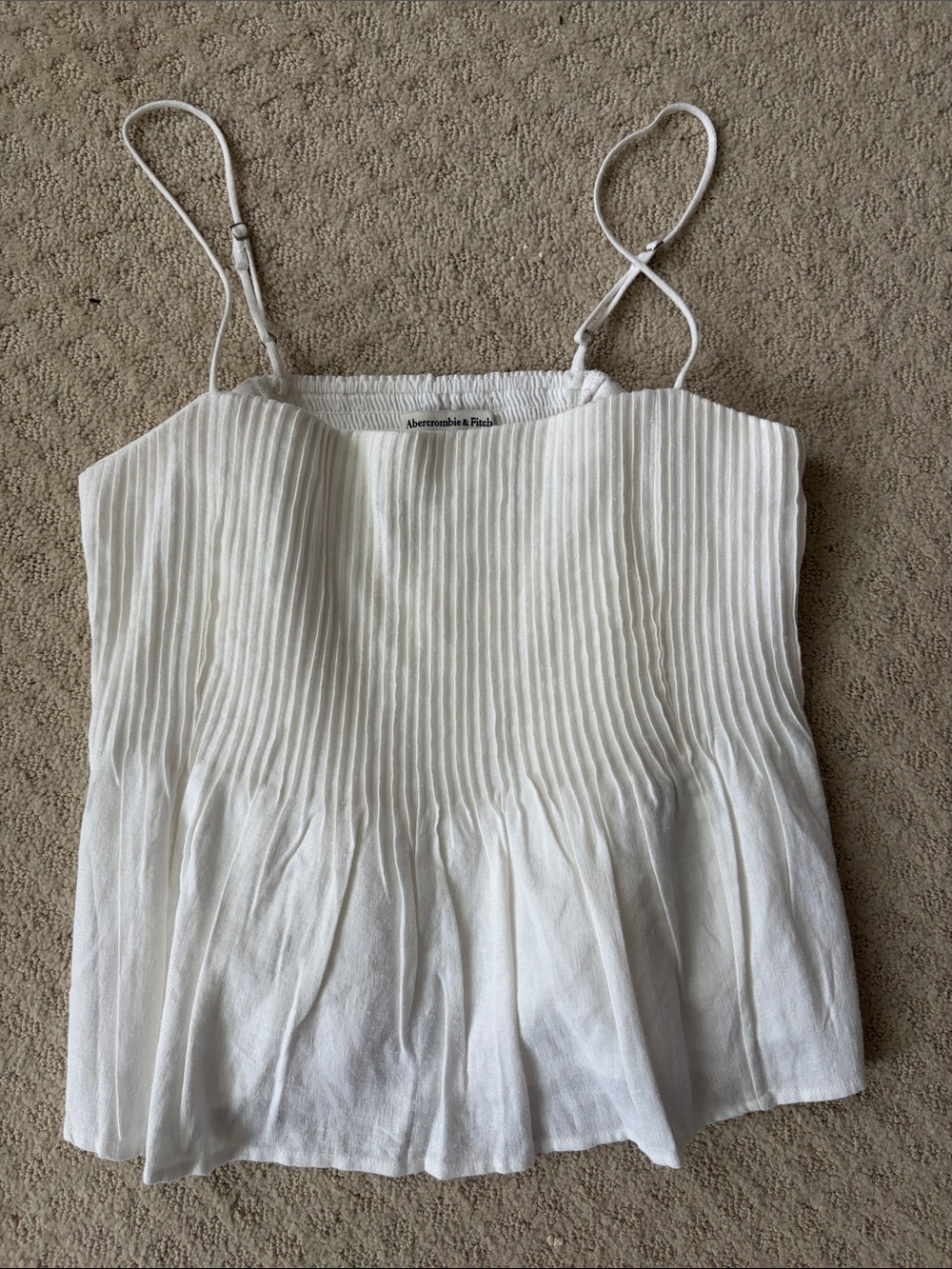Abercrombie & Fitch White Ribbed Peplum Cami